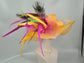 Orange Sinamay Wide Brim Kentucky Derby Hat: Feather Flower Wedding Hat
