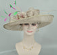 Sinamay Kentucky Derby Hat: Taupe Wide Brim Feather Fascinator