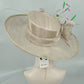Sinamay Kentucky Derby Hat: Taupe Wide Brim Feather Fascinator