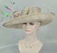 Sinamay Kentucky Derby Hat: Taupe Wide Brim Feather Fascinator