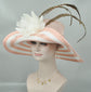 Blush Pink Sinamay Kentucky Derby Hat: Feather Flower Tea Party Hat
