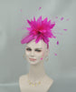 Hot Pink Sinamay Fascinator Hat: Feather Flower Headband