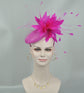 Hot Pink Sinamay Fascinator Hat: Feather Flower Headband