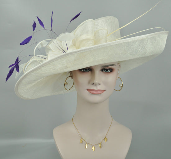 Sinamay Derby Hat: Wide Brim Tea Party Wedding Hat