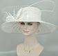 White Wide Brim Sinamay Kentucky Derby Hat: Feather Flower Wedding