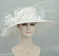 White Wide Brim Sinamay Kentucky Derby Hat: Feather Flower Wedding