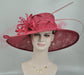Burgundy Sinamay Wide Brim Hat: Kentucky Derby, Tea Party
