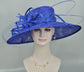 Royal Blue Sinamay Wide Brim Hat: Kentucky Derby Church Wedding
