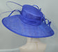 Royal Blue Sinamay Wide Brim Hat: Kentucky Derby Church Wedding
