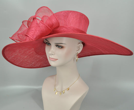 Red Sinamay Derby Hat: Royal Ascot Wedding Party Hat