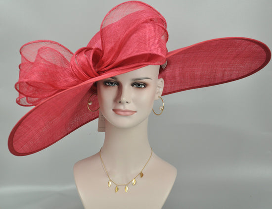 Red Sinamay Kentucky Derby Hat: Royal Ascot Wedding Party Hat