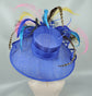 Wide Brim Kentucky Derby Hat, Ascot Hat for Wedding & Tea Party, Garden Party Hat, Mother of the Bride, Church Royal Blue Teal Blue Pink