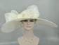 Ivory Derby Hat, Wide Brim Feather Ascot Hat