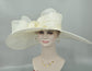 Ivory Derby Hat, Wide Brim Feather Ascot Hat