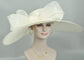 Ivory Derby Hat, Wide Brim Feather Ascot Hat