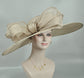 Taupe Kentucky Derby Hat: Wide Brim Sinamay Bow Ascot Hat