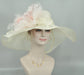 Wide Brim Sinamay Hat: Ivory with Blush Pink Silk Flower