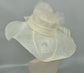Wide Brim Sinamay Hat: Ivory with Blush Pink Silk Flower