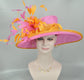 Sinamay Kentucky Derby Hat: Hot Pink & Orange Wide Brim Ascot Hat