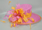 Sinamay Kentucky Derby Hat: Hot Pink & Orange Wide Brim Ascot Hat