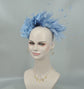 Powder Blue Silk Flower Fascinator Hat: Goose & Rooster Feathers
