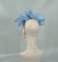 Powder Blue Silk Flower Fascinator Hat: Goose & Rooster Feathers