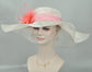 Wide Brim Sinamay Kentucky Derby Hat: White Feathered Tea Party Wedding