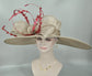 Taupe Sinamay Kentucky Derby Hat: Feathered Ascot Wedding Party Hat
