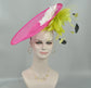 Hot Pink Sinamay Fascinator Hat: Silk Flower Kentucky Derby Headpiece