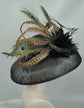 Wide Brim Sinamay Derby Hat: Black Feathered Tea Party Hat