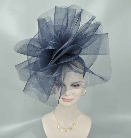 Navy Crinoline Fascinator Hat: Kentucky Derby, Wedding, Tea Party