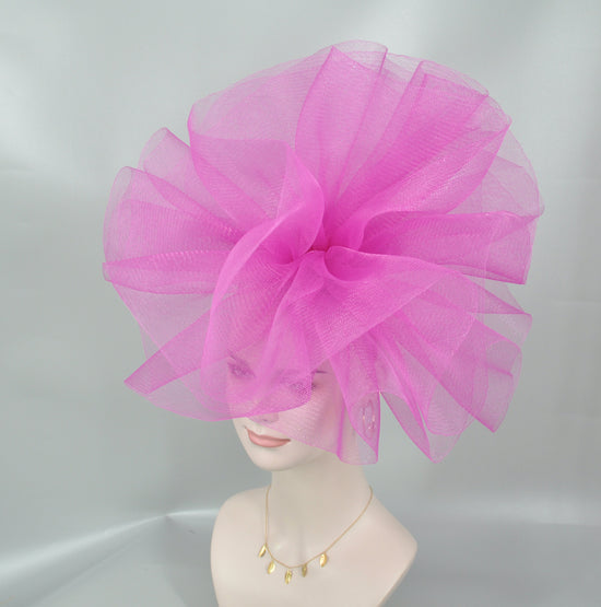 Hot Pink Crinoline Fascinator Hat: Kentucky Derby, Wedding, Tea Party