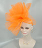 Orange Crinoline Fascinator Hat: Kentucky Derby, Wedding Tea Party