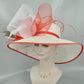Wide Brim Sinamay Derby Hat: Red Feather Ascot Hat
