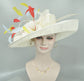 Wide Brim Sinamay Derby Hat: Feathered Church Wedding Tea Party Hat