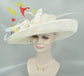 Wide Brim Sinamay Derby Hat: Feathered Church Wedding Tea Party Hat