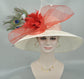 Kentucky Derby Hat: Ivory Sinamay Feather Flower & Bow Tea Party Hat