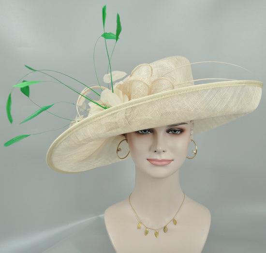 Sinamay Kentucky Derby Hat: Champagne Wedding Tea Party Hat