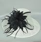 White Sinamay Derby Hat: Black Feather Ascot Race Day Hat