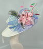 Wide Brim Sinamay Derby Hat: Feather Flowers Tea Party