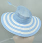 Powder Blue w White Kentucky Derby Hat, Tea Party Hat Wide Brim Sinamay W Straw Hat