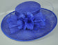 Royal Blue Sinamay Derby Hat: Wide Brim Wedding Tea Party Hat