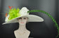 Wide Brim Sinamay Derby Hat: Feather Flower, Pheasant Tail