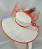 Wide Brim Sinamay Derby Hat: Red Feather Ascot Hat