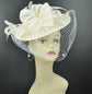 Ivory Sinamay Fascinator Hat: Feather & Net Kentucky Derby Hat