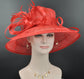 Red Kentucky Derby Hat: Wide Brim Feather Ascot Hat