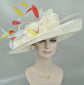 Wide Brim Sinamay Derby Hat: Feathered Church Wedding Tea Party Hat