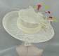 Wide Brim Sinamay Derby Hat: Feathered Church Wedding Tea Party Hat