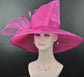 Fuchsia Sinamay Derby Hat: Wide Brim Wedding, Church, or Tea Party