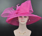 Fuchsia Sinamay Derby Hat: Wide Brim Wedding, Church, or Tea Party